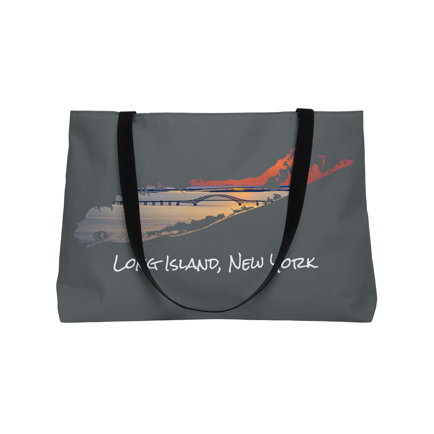 Weekender Tote Bag Grey - Great South Bay Bridge