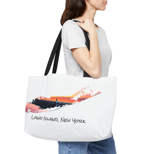 Weekender Tote Bag White - Fire Island Lighthouse