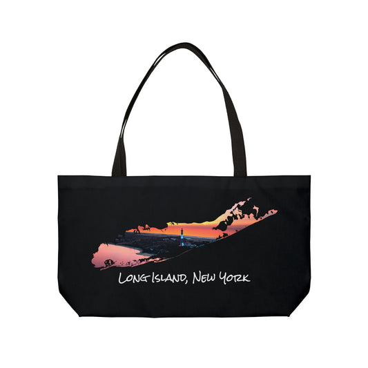 Weekender Tote Bag Black - Fire Island Lighthouse