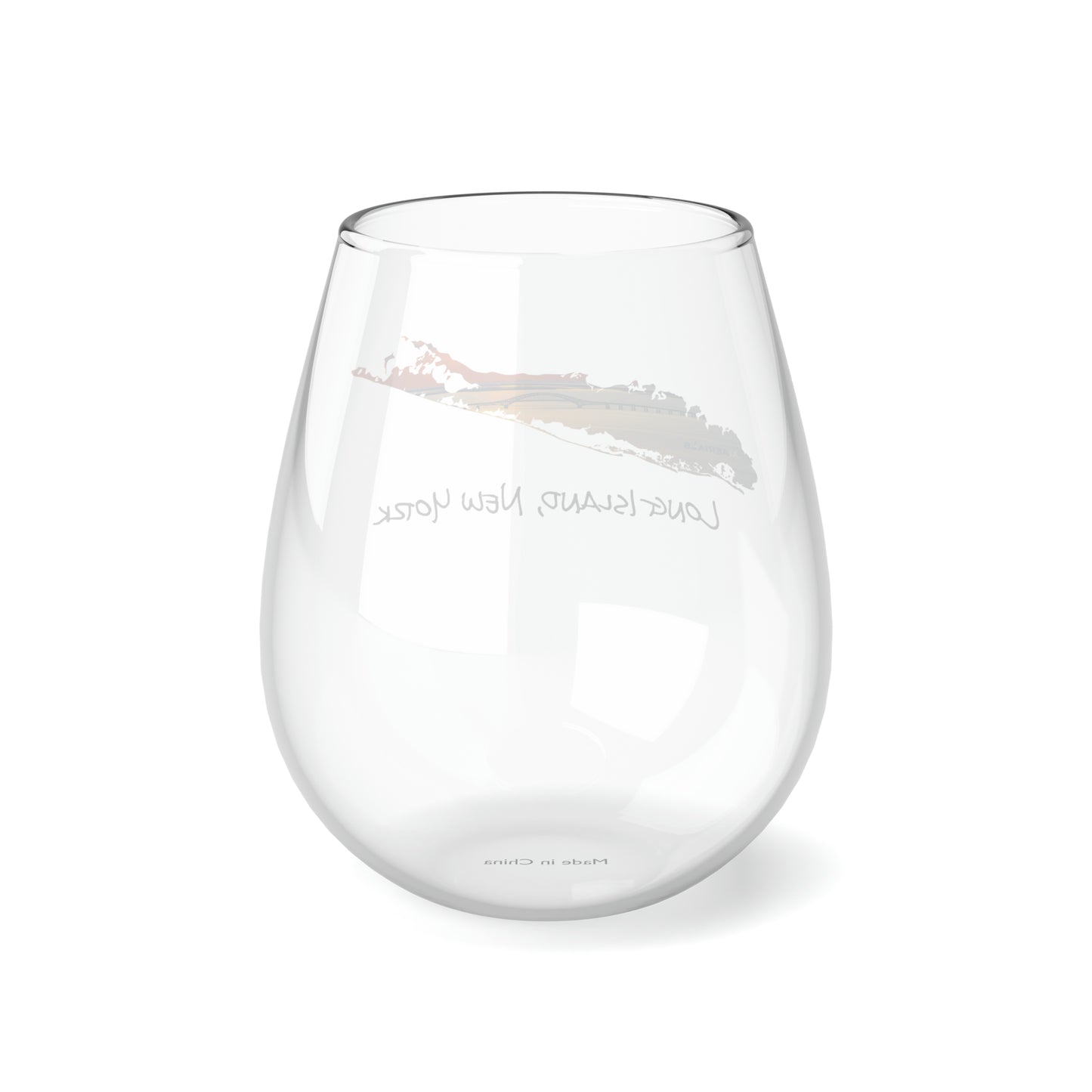 Stemless Wine Glass, 11.75oz - Great South Bay Bridge