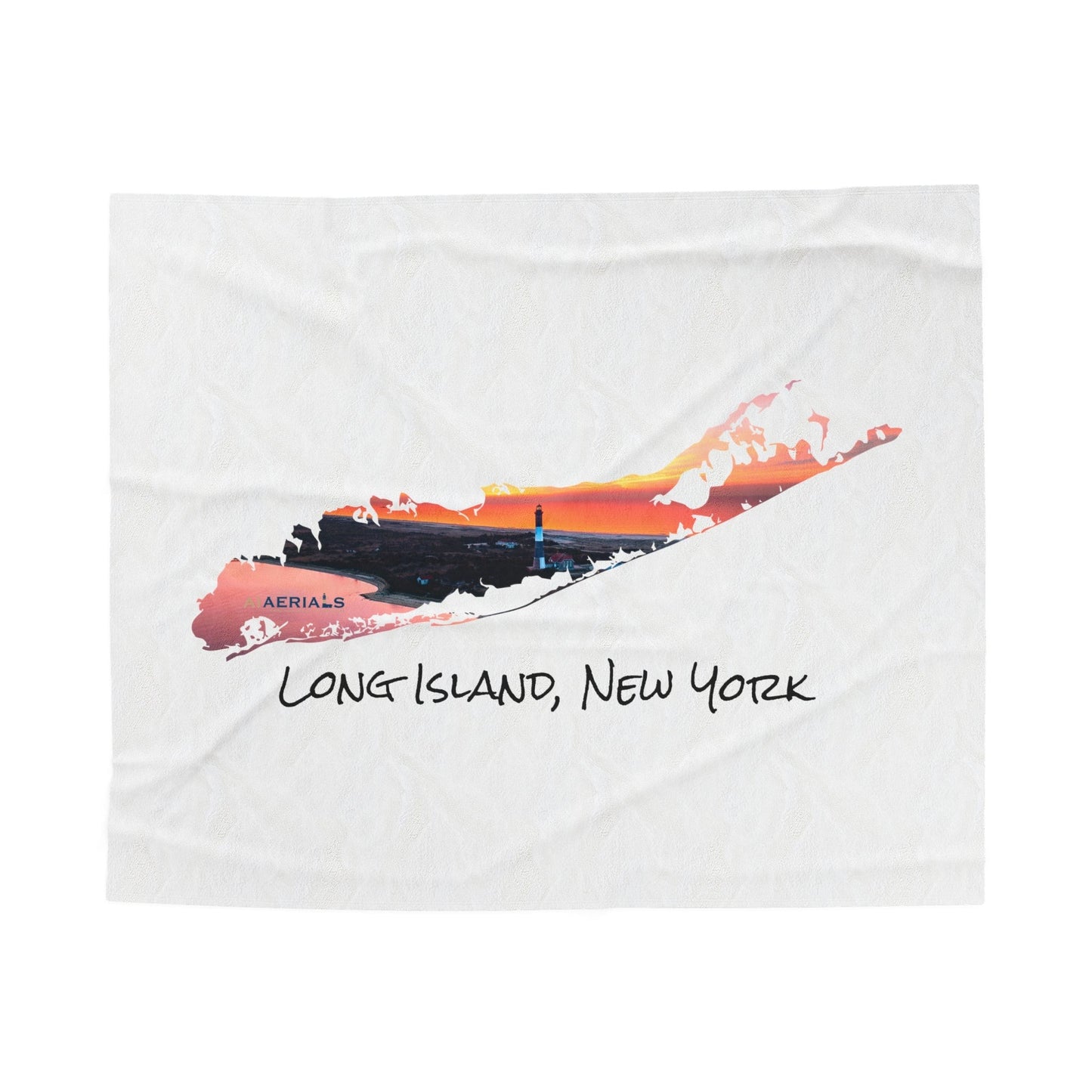 Velveteen Plush Blanket White (2 sizes) - Fire Island Lighthouse