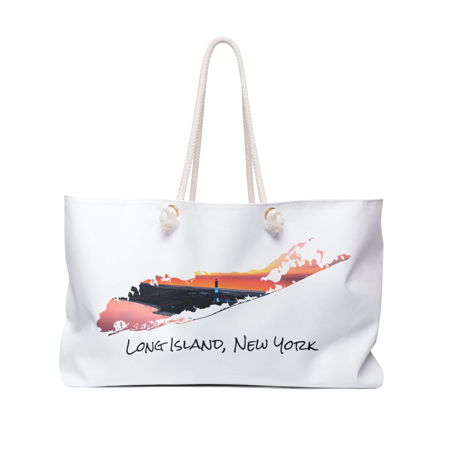 Weekender Rope Bag White - Fire Island Lighthouse