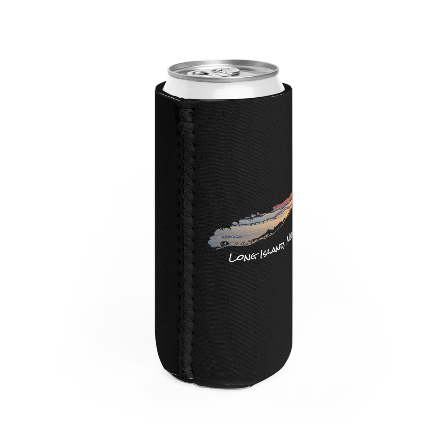 Slim Can Cooler Black - Great South Bay Bridge