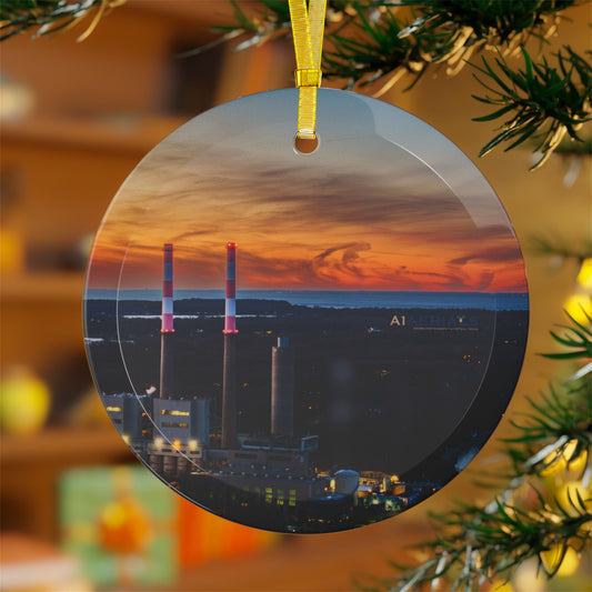 Glass Ornament - Port Jefferson Smokestacks