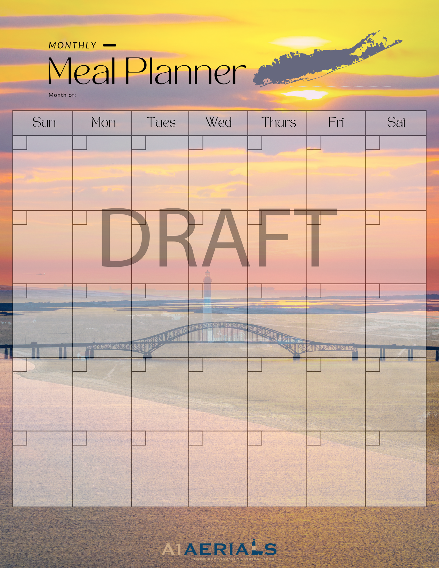 Daily/Weekly/Monthly Meal Planner (Instant Download)- Great South Bay Bridge