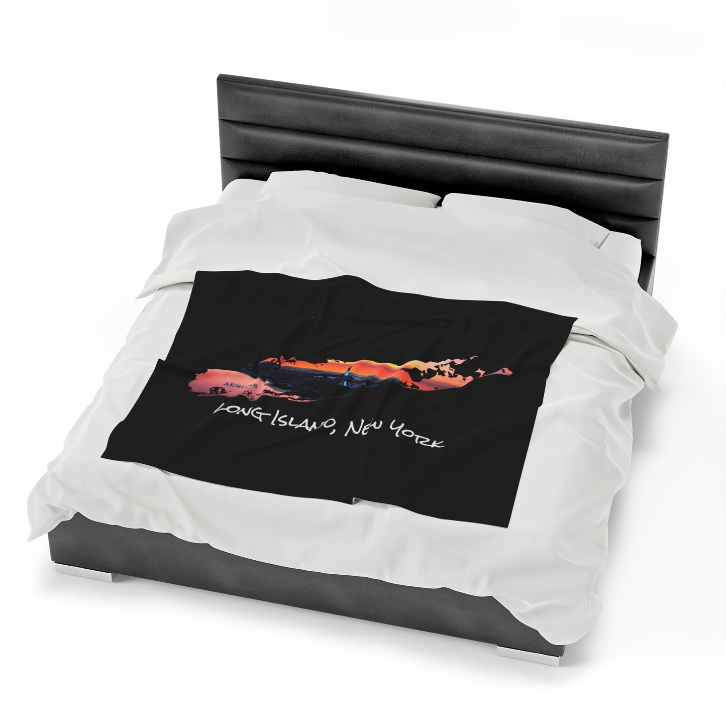 Velveteen Plush Blanket Black (2 sizes) - Fire Island Lighthouse