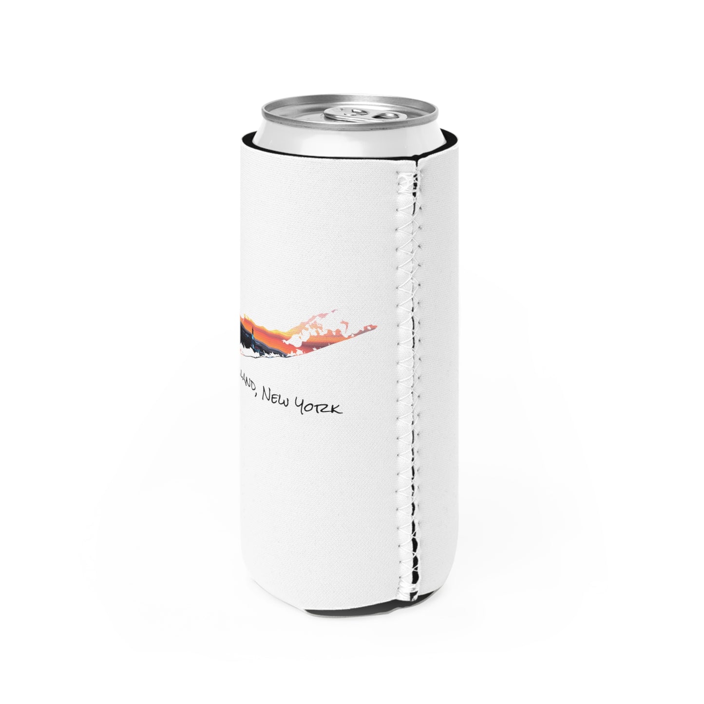 Slim Can Cooler White - Fire Island Lighthouse