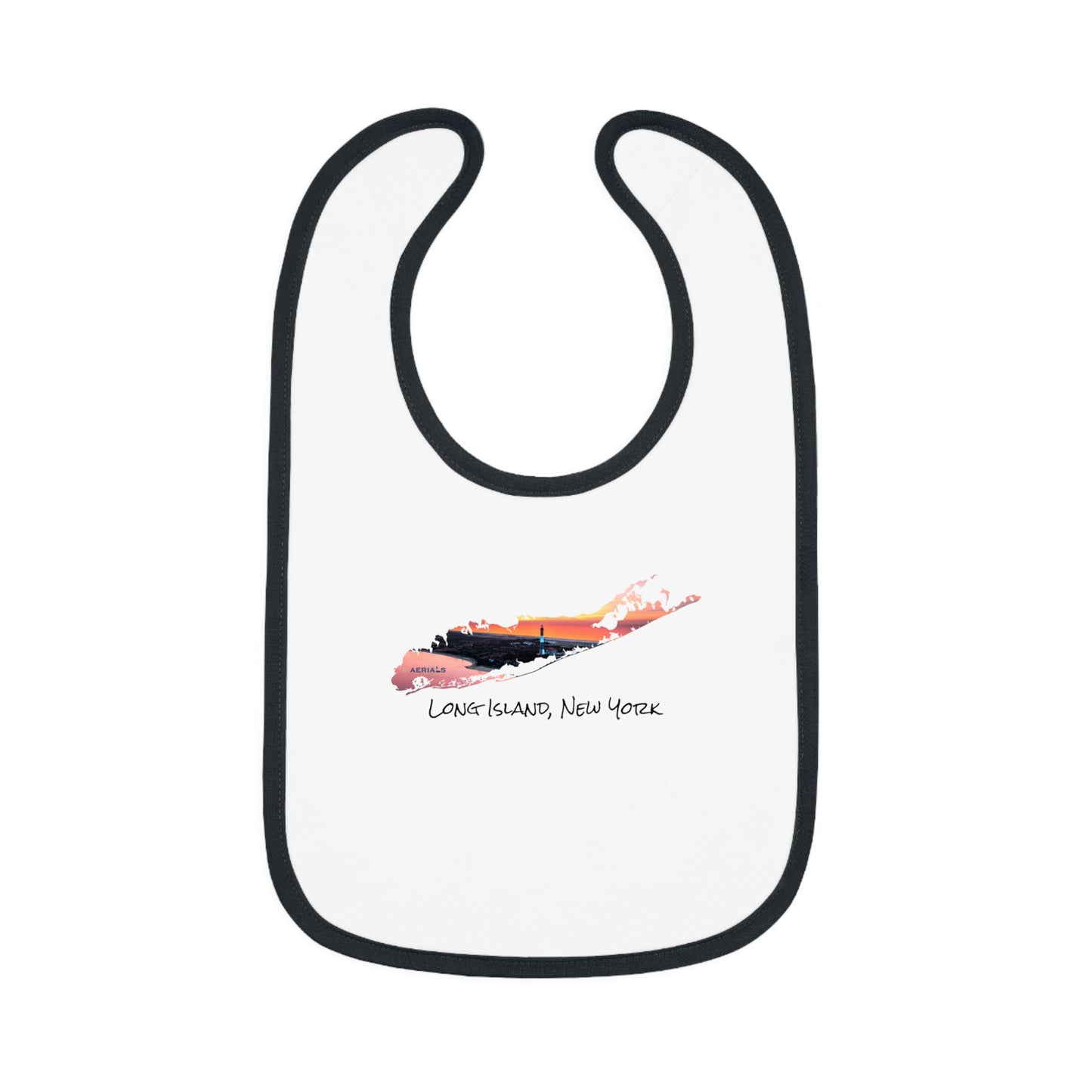 Baby Contrast Trim Jersey Bib - Fire Island Lighthouse