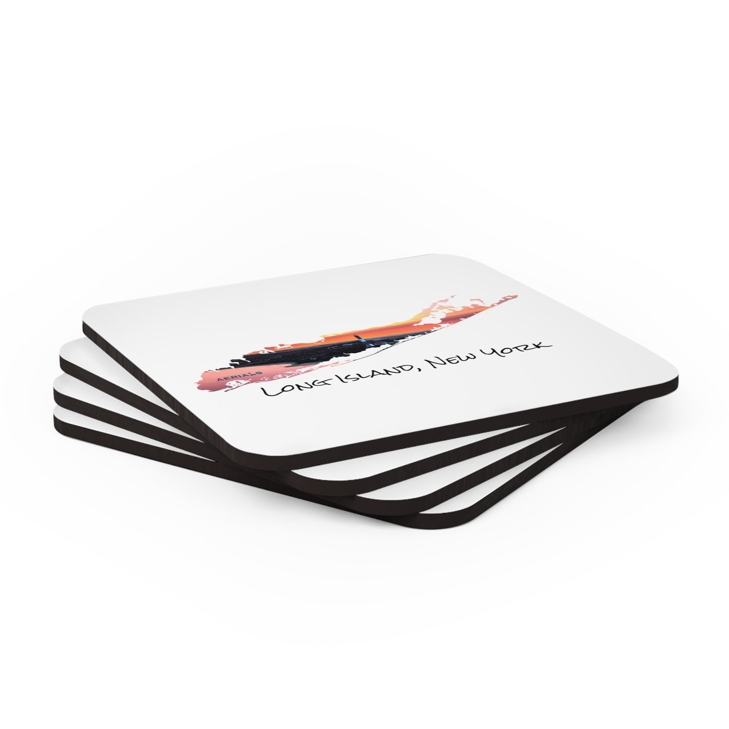 Corkwood Coaster Set White - Fire Island Lighthouse