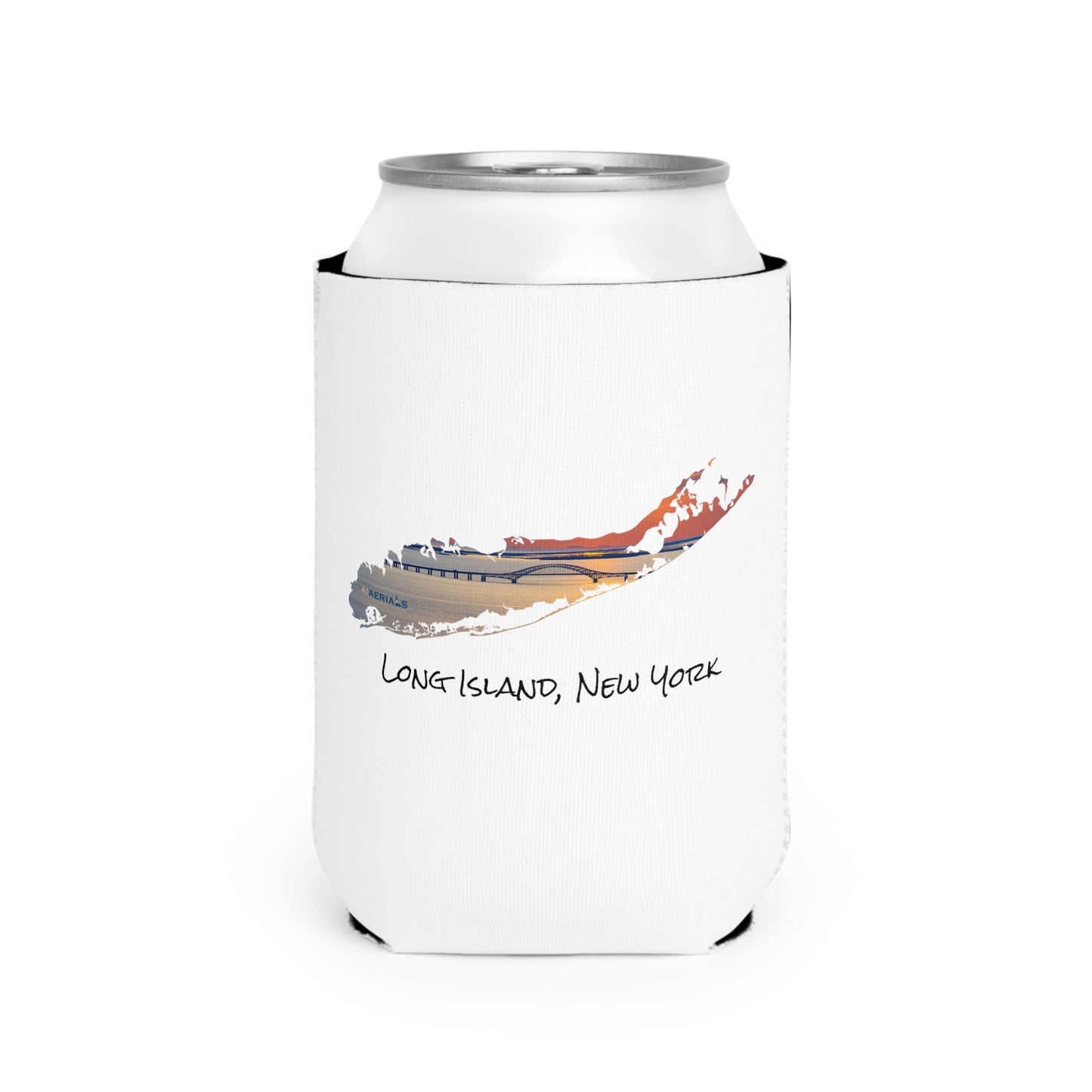 Can Cooler Sleeve White - Great South Bay Bridge