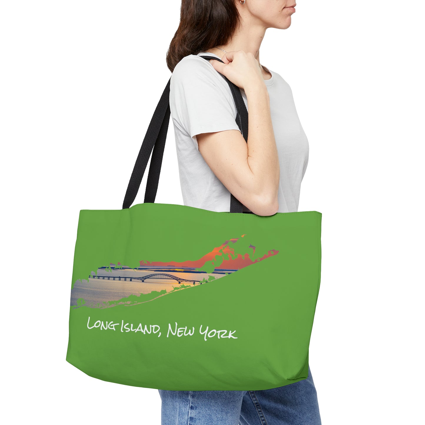 Weekender Tote Bag Green - Great South Bay Bridge