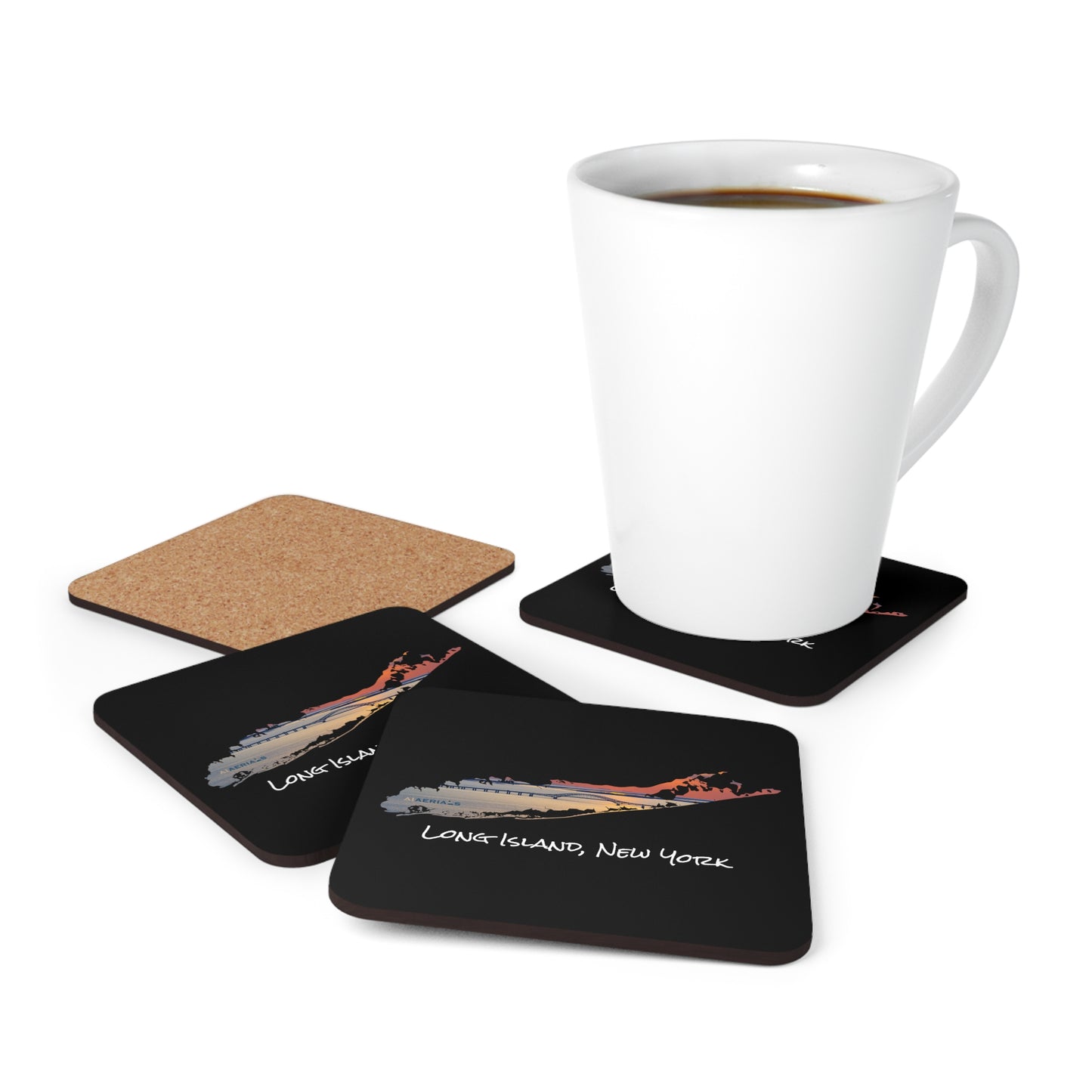 Corkwood Coaster Set Black - Great South Bay Bridge