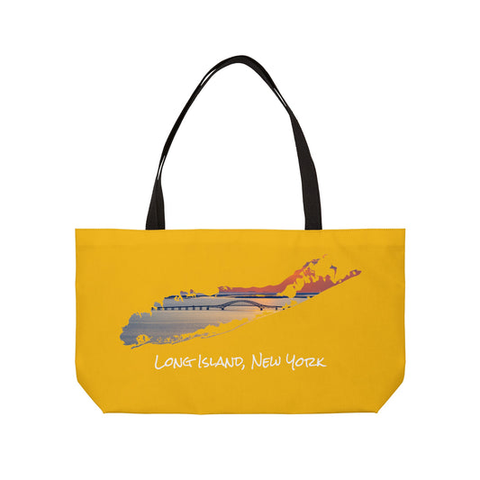 Weekender Tote Bag Yellow - Great South Bay Bridge