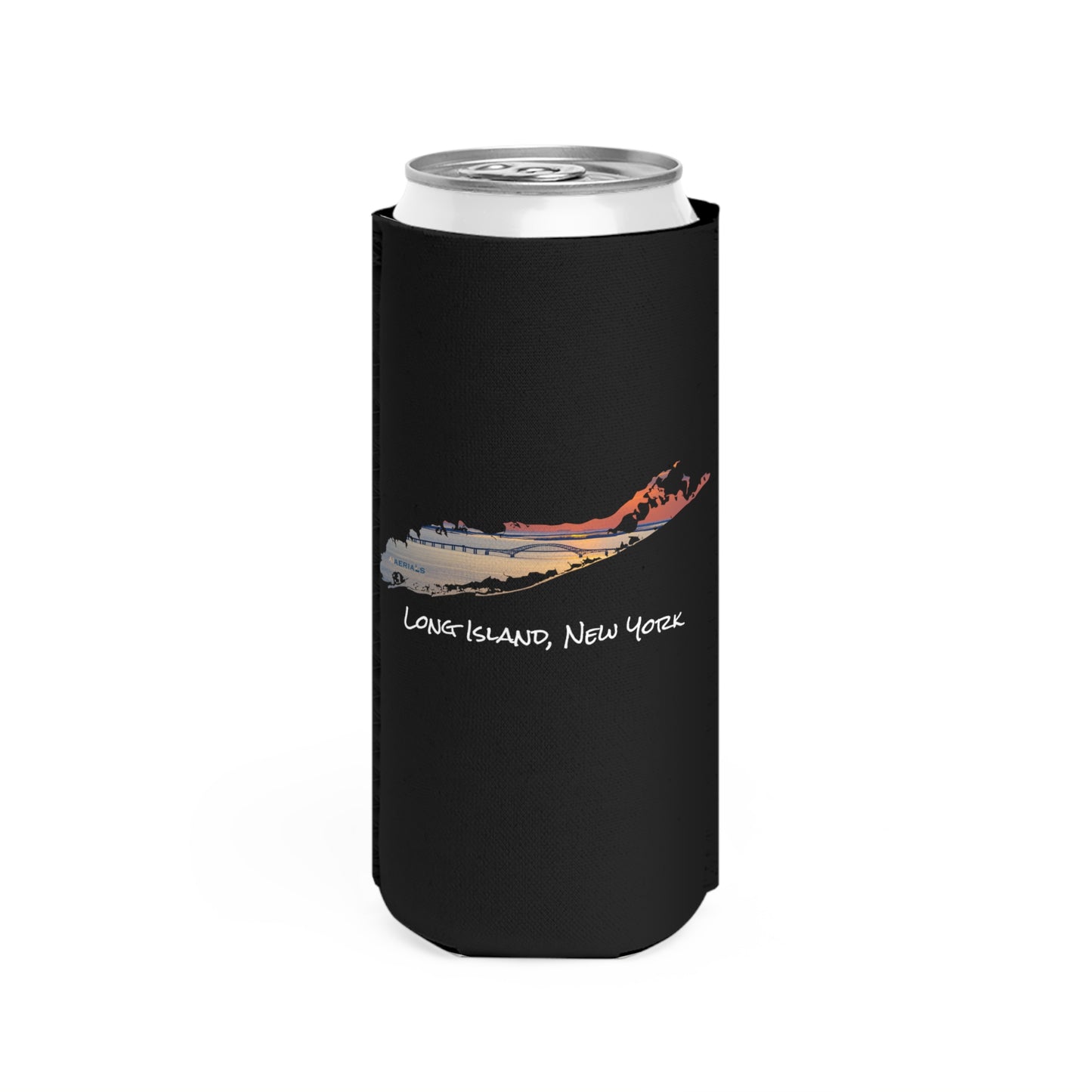 Slim Can Cooler Black - Great South Bay Bridge