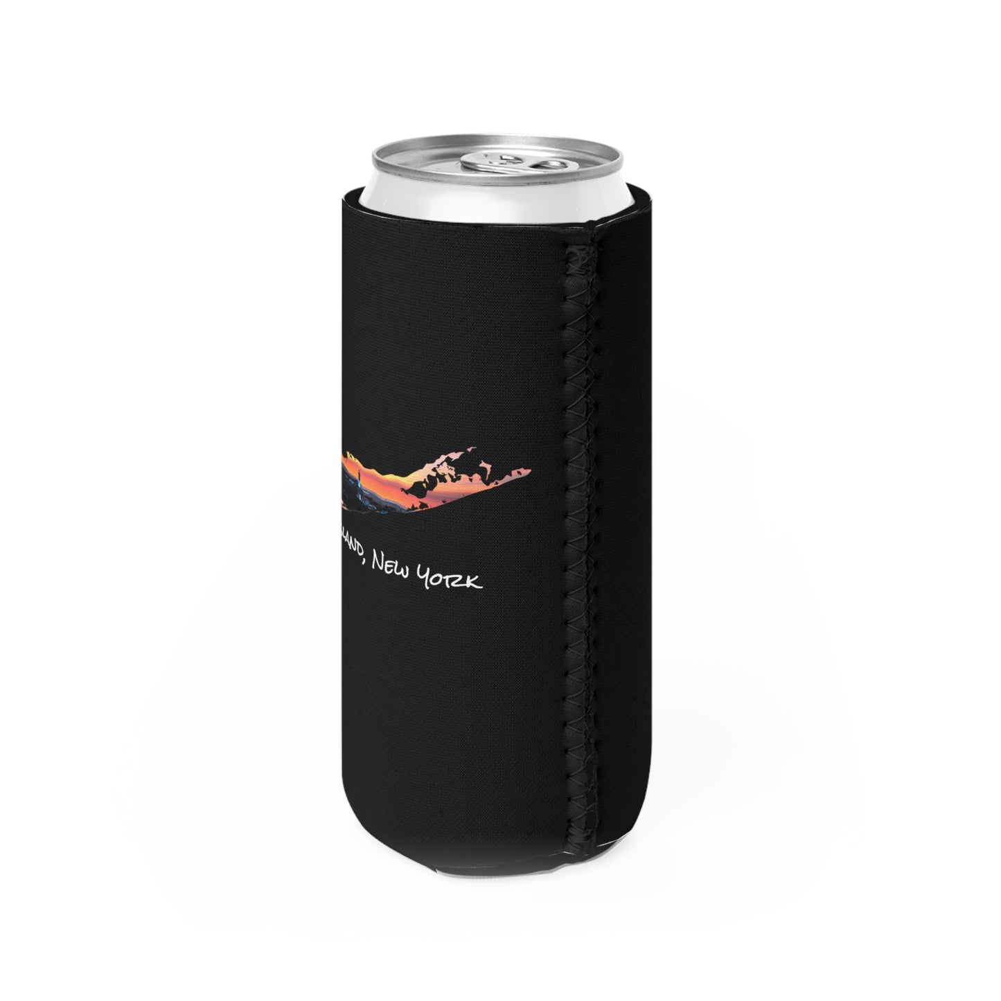 Slim Can Cooler Black - Fire Island Lighthouse