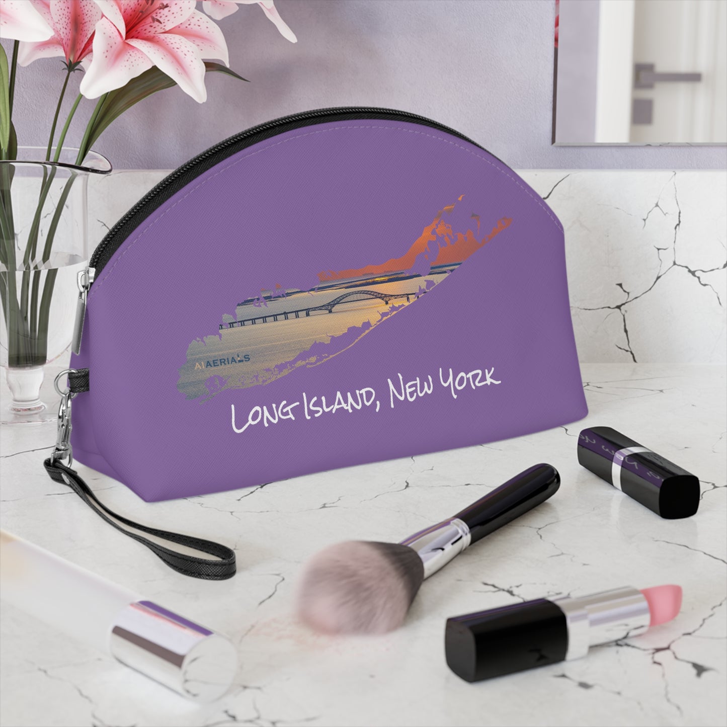 Makeup Bag Purple - Great South Bay Bridge