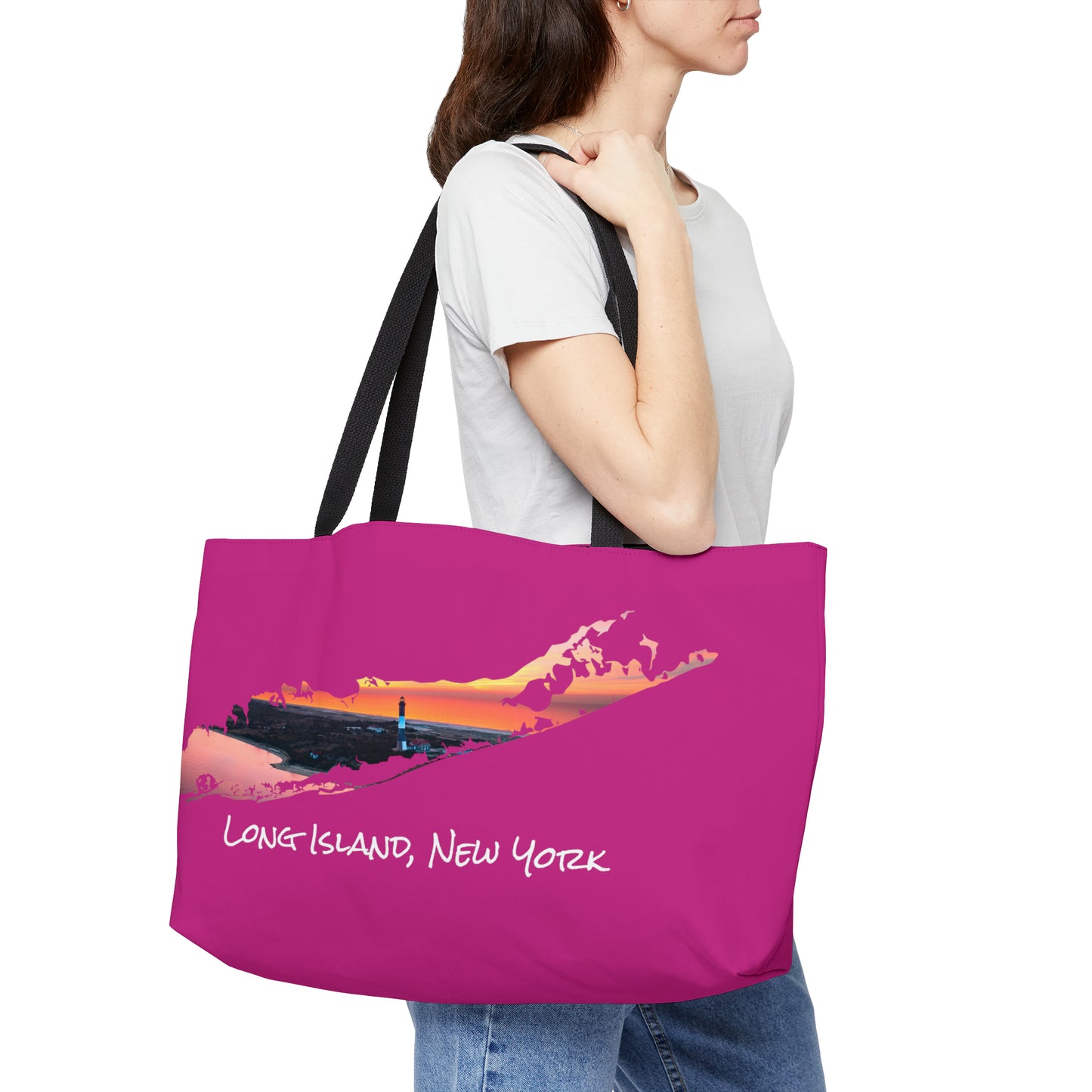 Weekender Tote Bag Pink - Fire Island Lighthouse