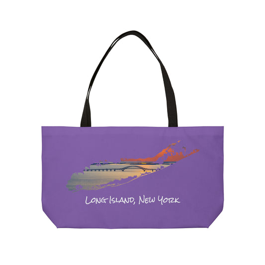 Weekender Tote Bag Purple - Great South Bay Bridge