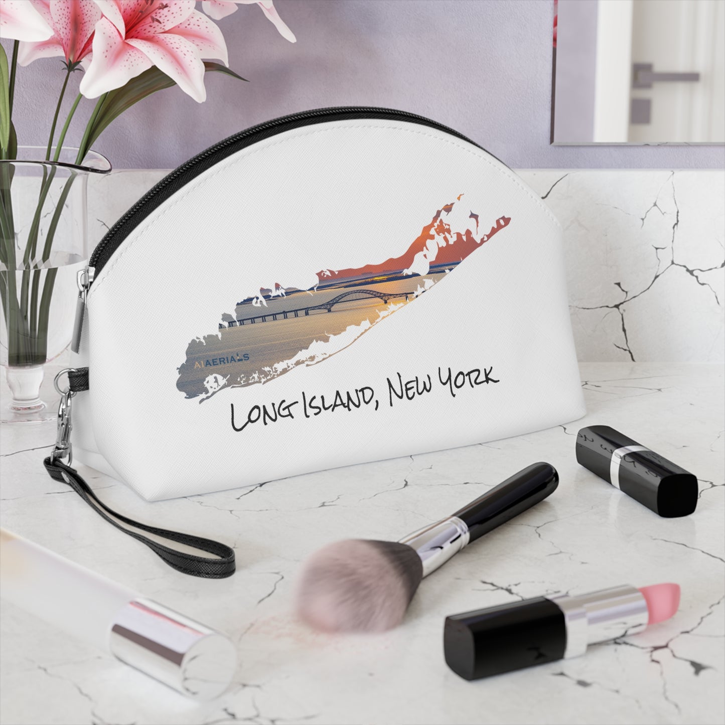 Makeup Bag White - Great South Bay Bridge