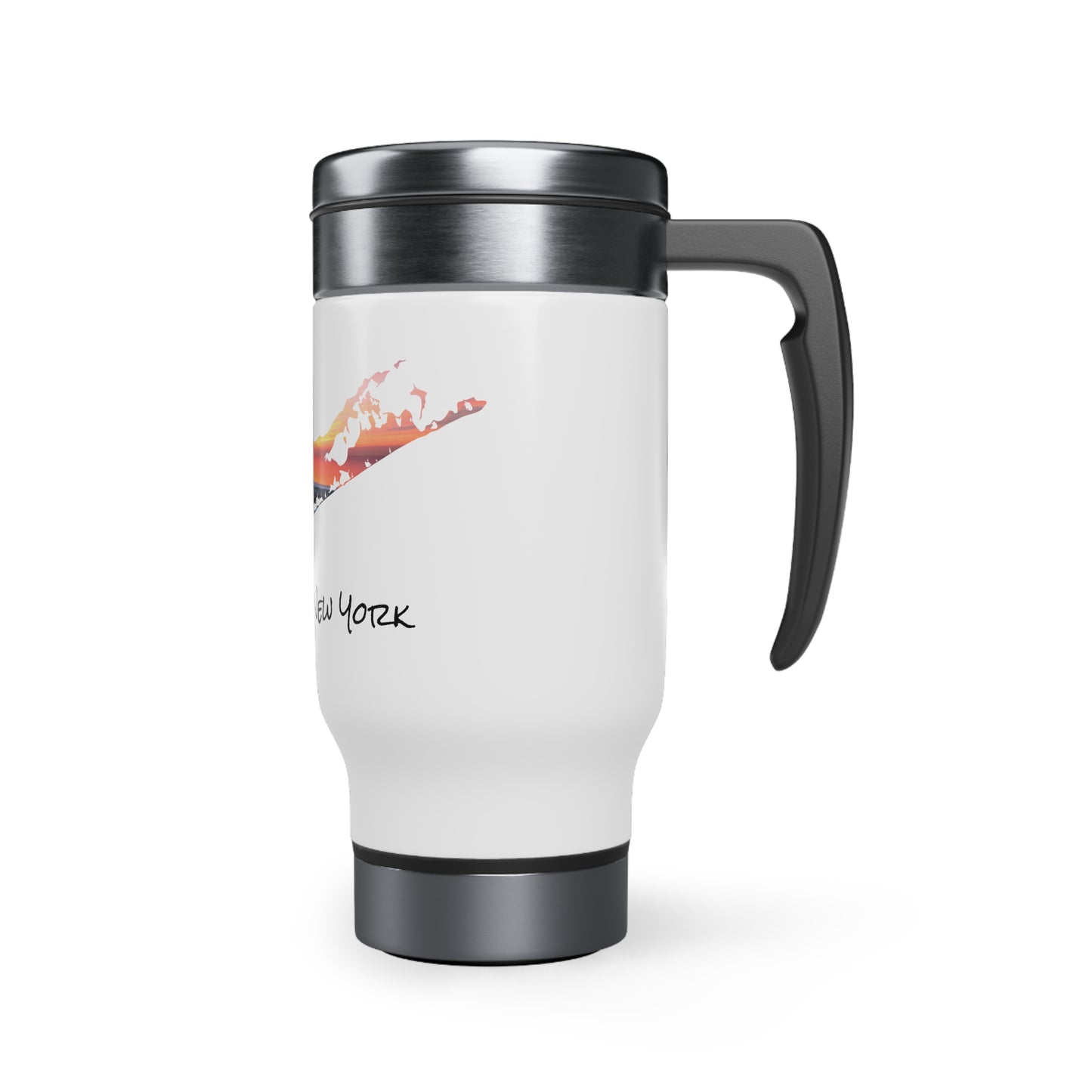 Travel Mug with Handle, 14oz - Fire Island Lighthouse