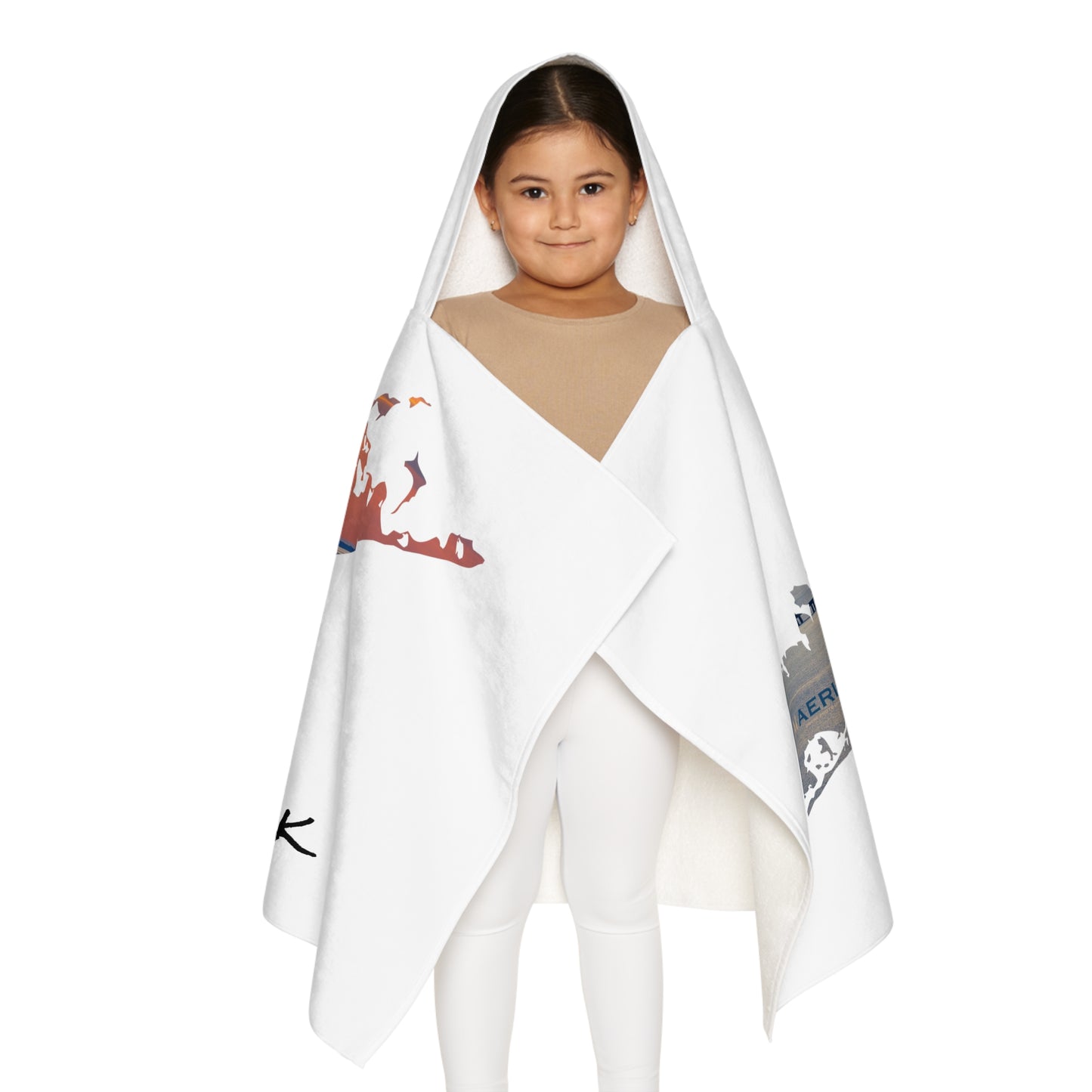 Youth Hooded Towel White - Great South Bay Bridge