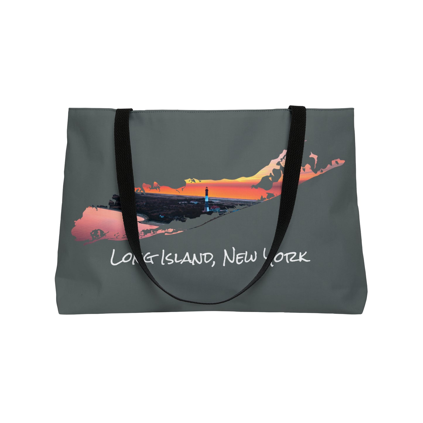 Weekender Tote Bag Grey - Fire Island Lighthouse