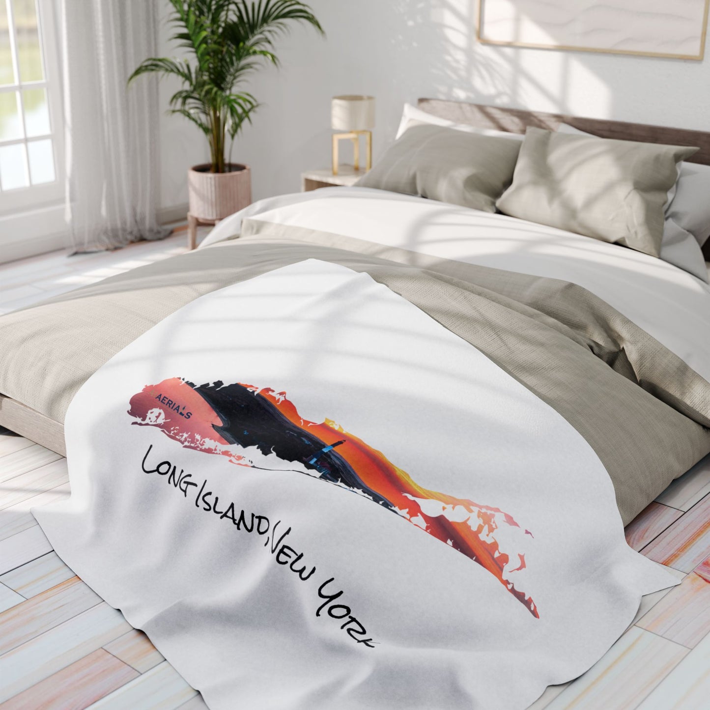 Arctic Fleece Blanket White (3 Sizes) - Fire Island Lighthouse