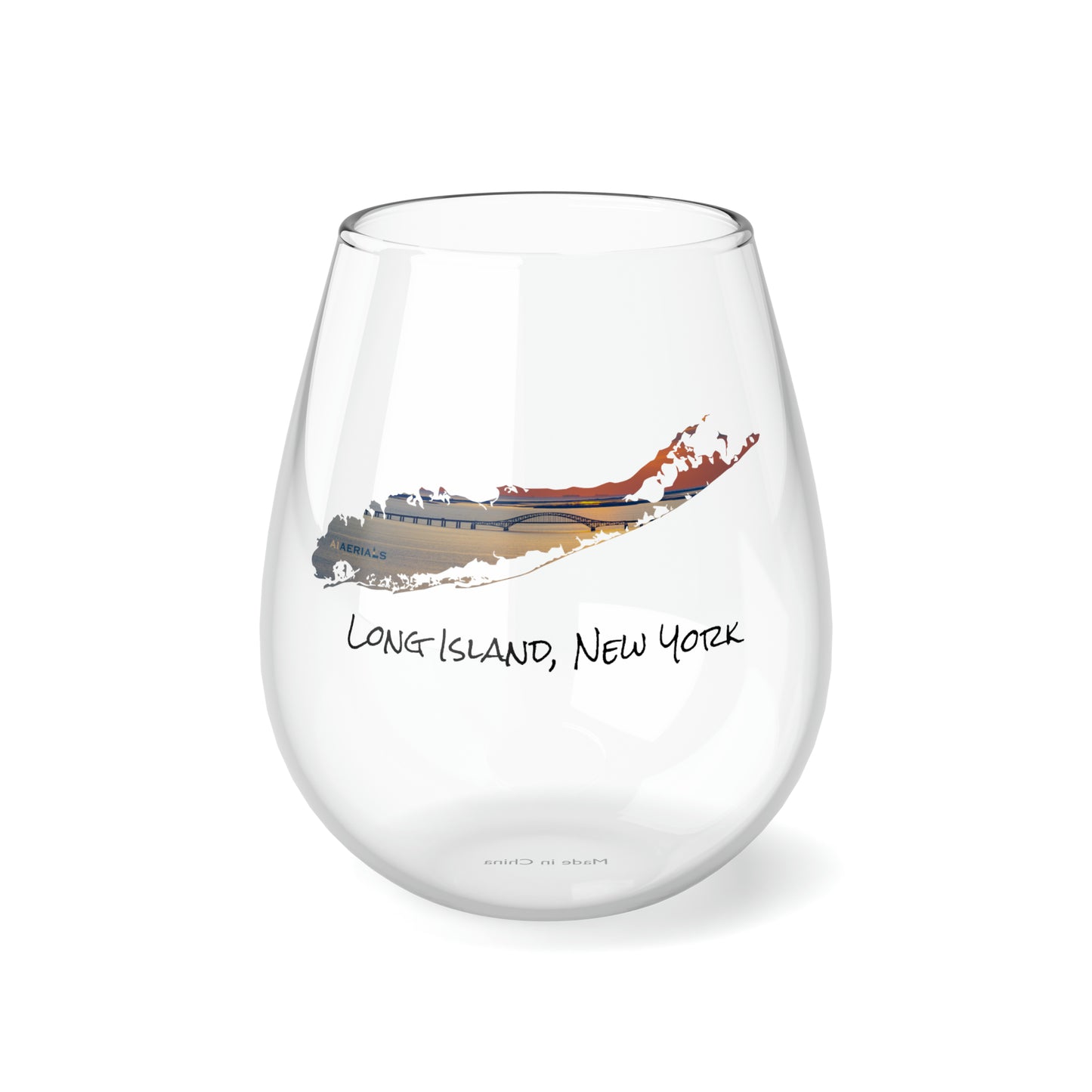 Stemless Wine Glass, 11.75oz - Great South Bay Bridge