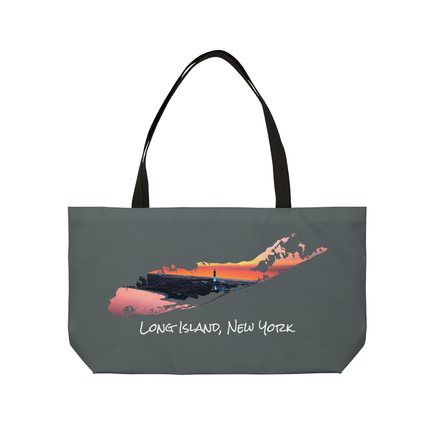 Weekender Tote Bag Grey - Fire Island Lighthouse