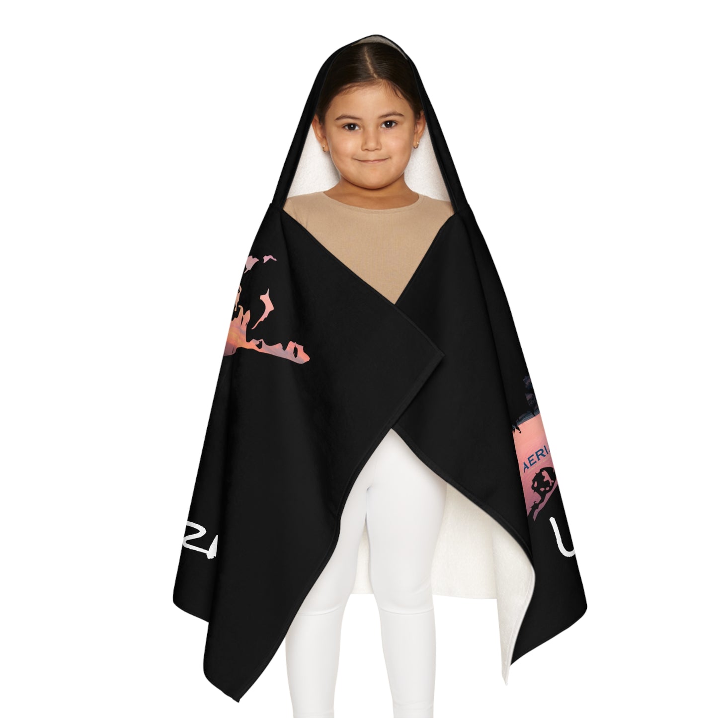 Youth Hooded Towel Black - Fire Island Lighthouse