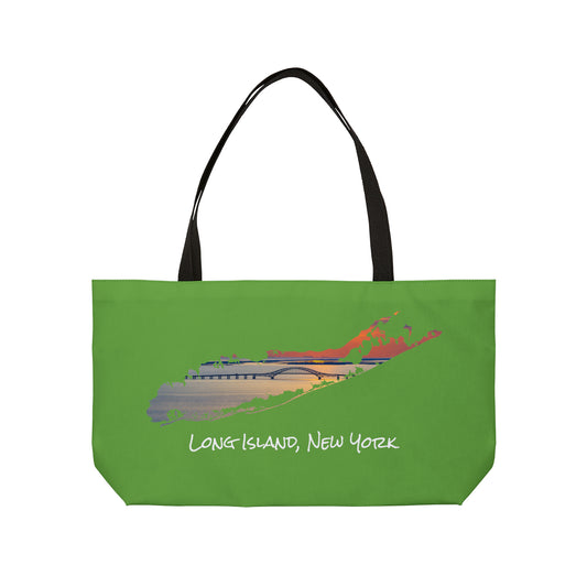 Weekender Tote Bag Green - Great South Bay Bridge