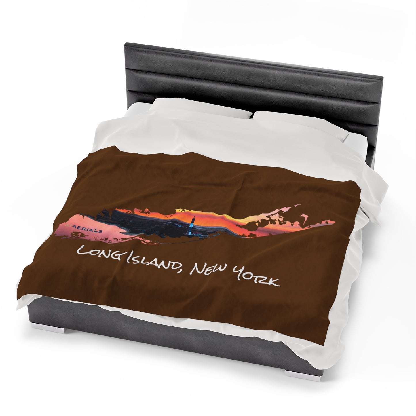 Velveteen Plush Blanket Brown (2 sizes) - Fire Island Lighthouse