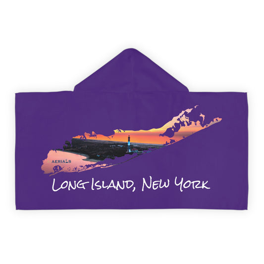 Youth Hooded Towel Purple - Fire Island Lighthouse