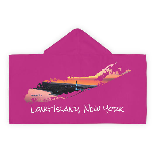 Youth Hooded Towel Pink - Fire Island Lighthouse