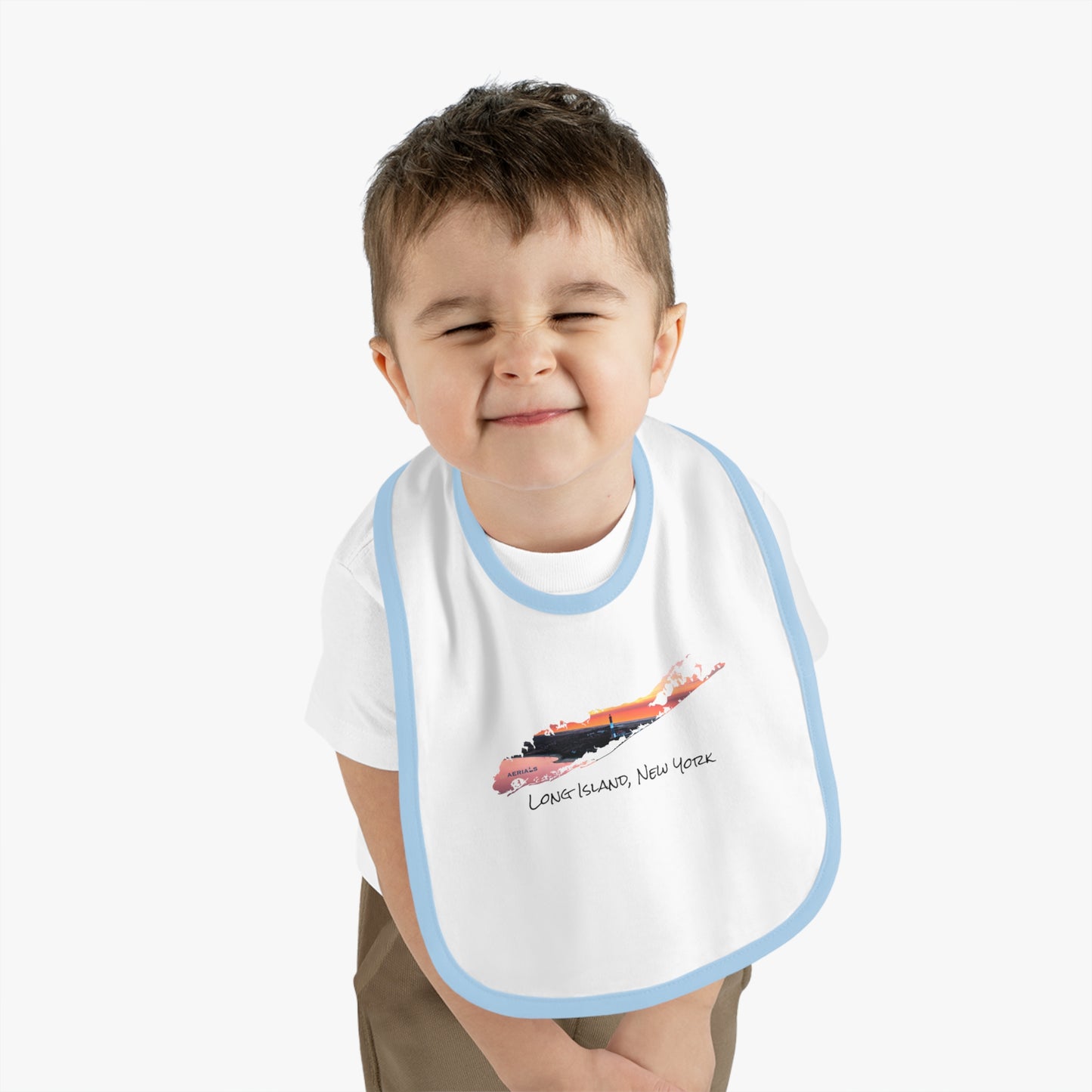 Baby Contrast Trim Jersey Bib - Fire Island Lighthouse