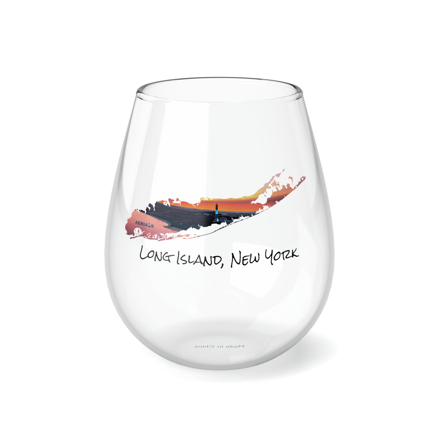 Stemless Wine Glass, 11.75oz - Fire Island Lighthouse