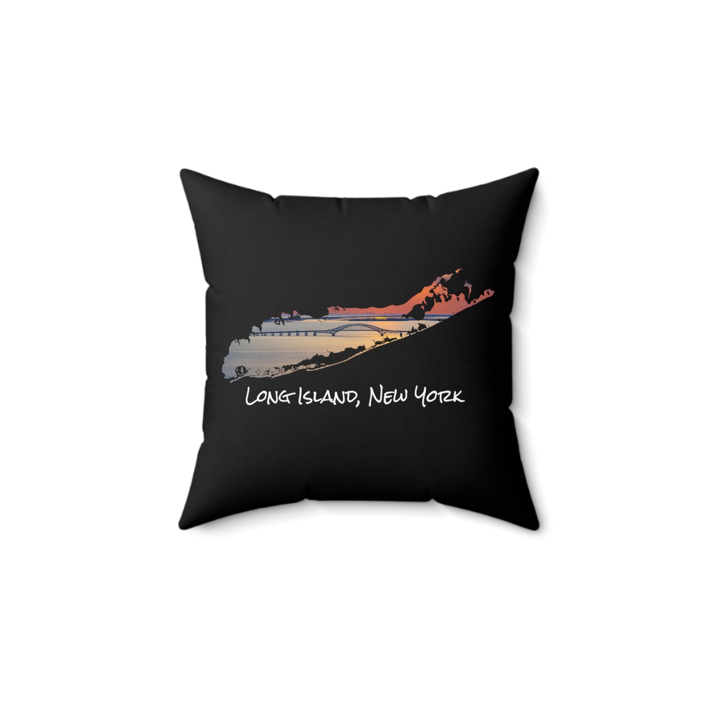 Square Pillow Black - Great South Bay Bridge