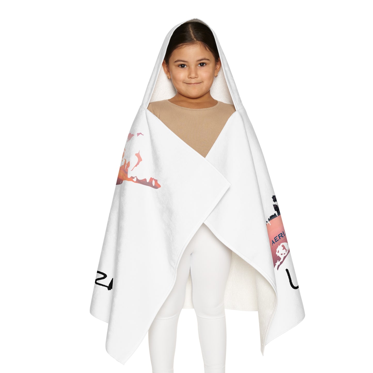 Youth Hooded Towel White - Fire Island Lighthouse