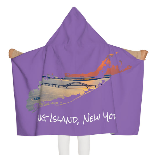 Youth Hooded Towel Purple - Great South Bay Bridge