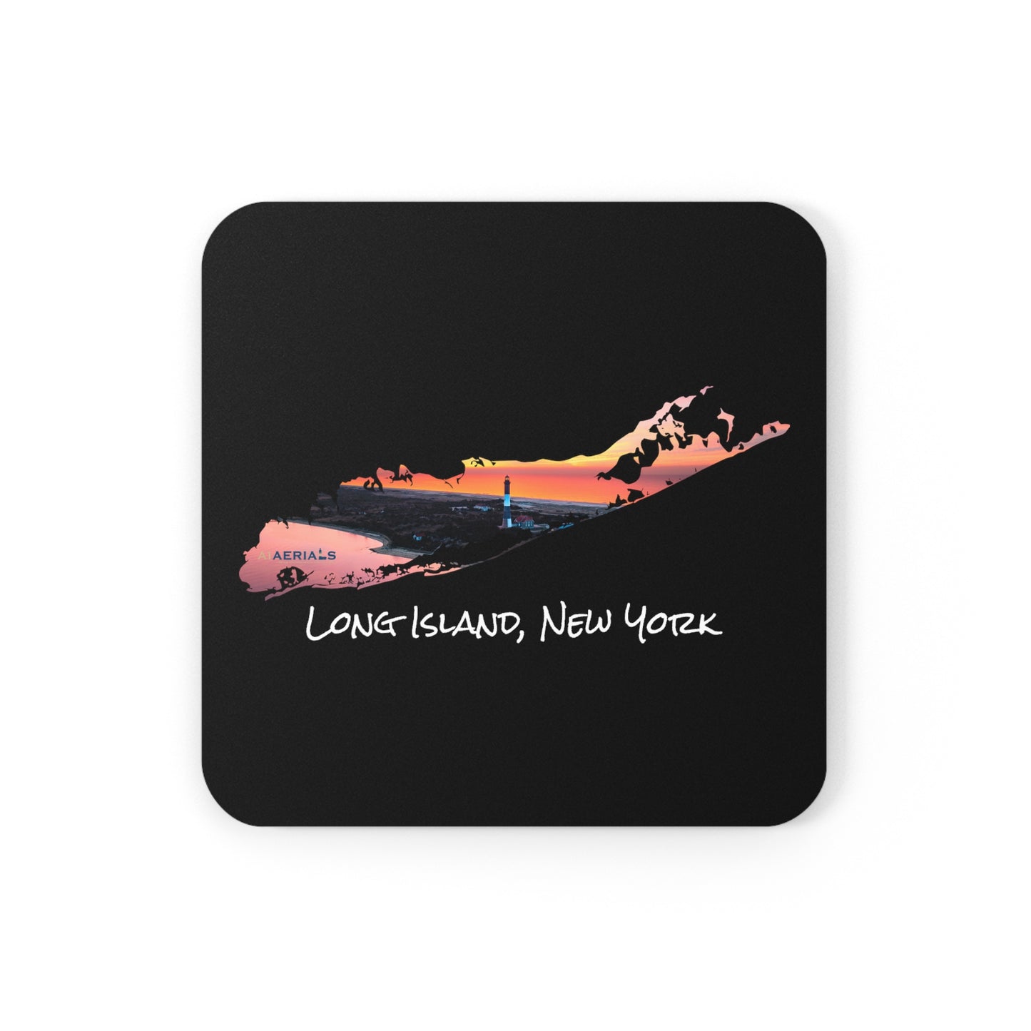 Corkwood Coaster Set Black - Fire Island Lighthouse