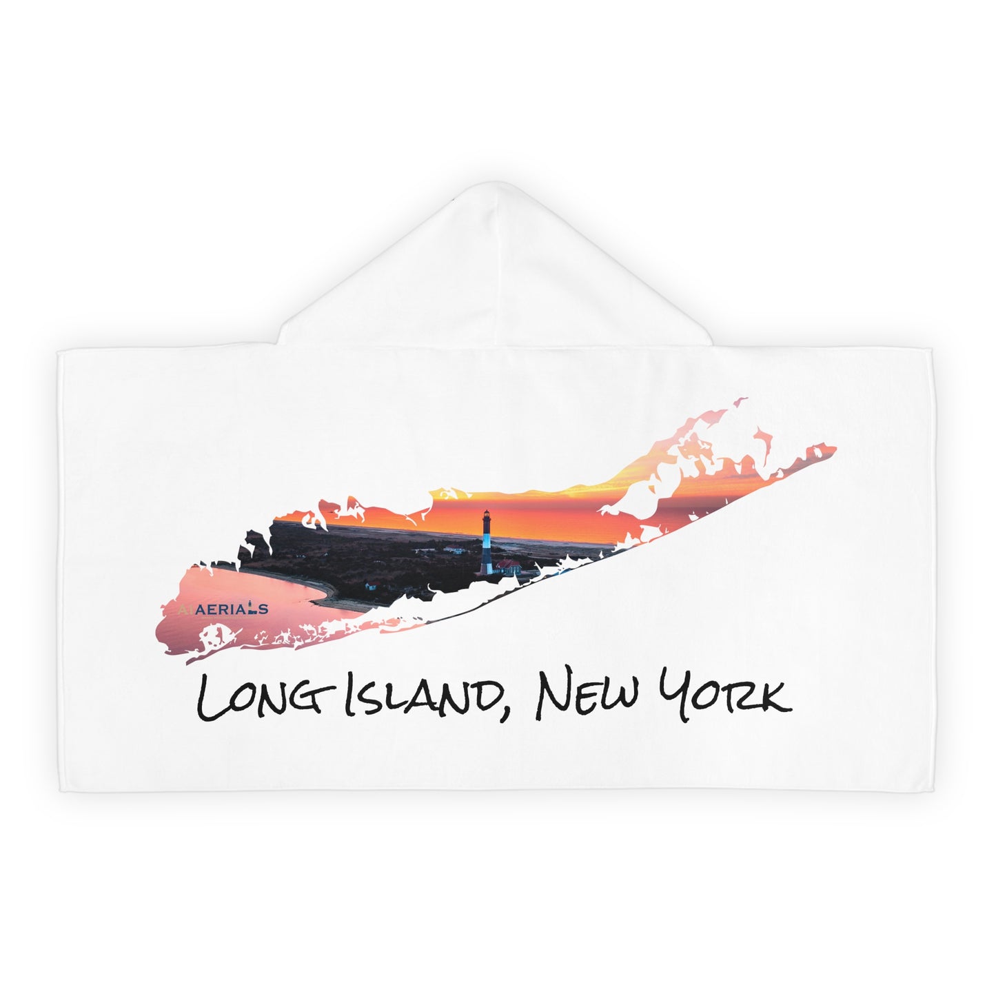 Youth Hooded Towel White - Fire Island Lighthouse