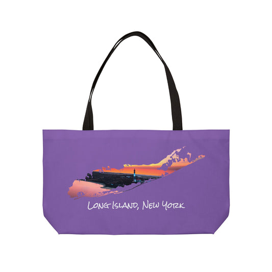 Weekender Tote Bag Purple - Fire Island Lighthouse