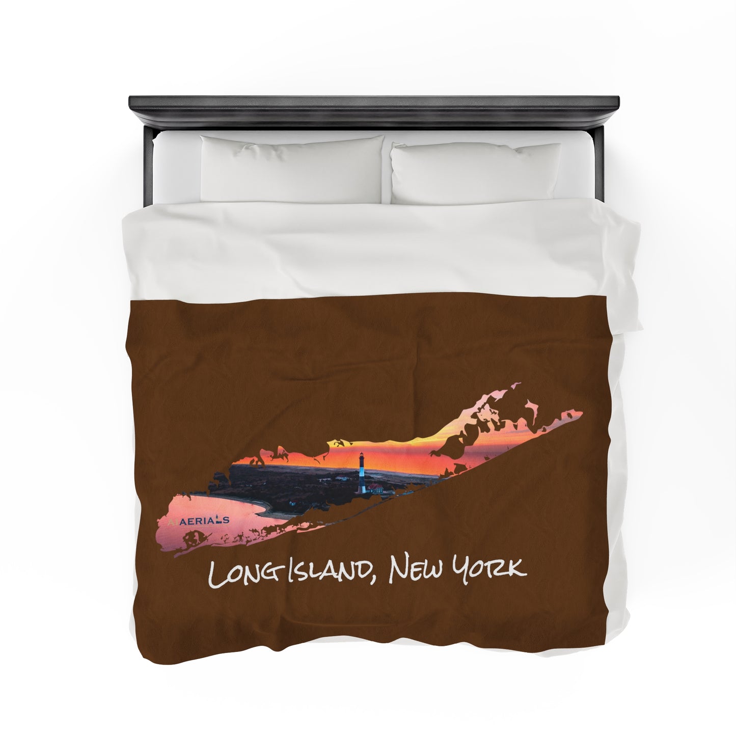 Velveteen Plush Blanket Brown (2 sizes) - Fire Island Lighthouse