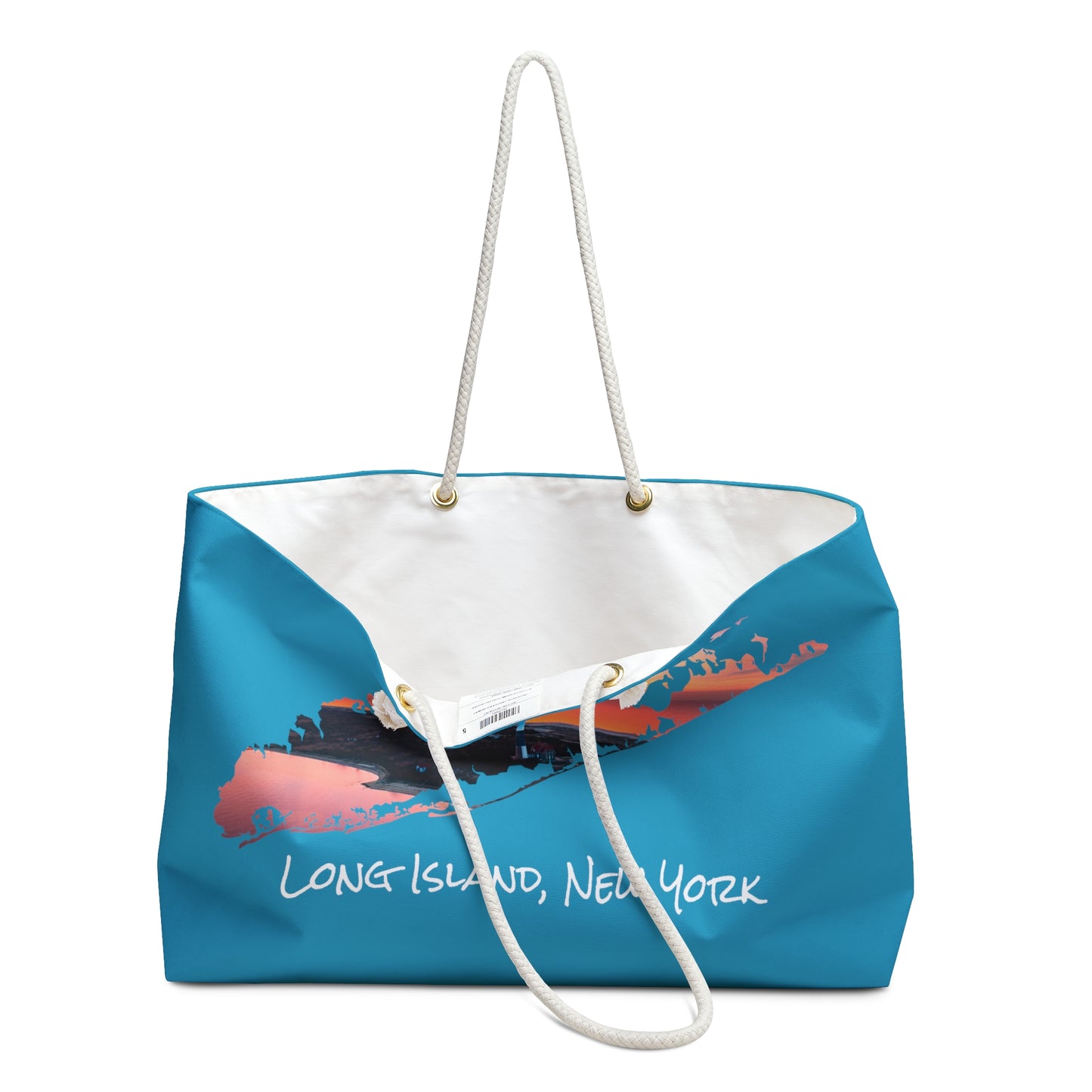 Weekender Rope Bag Turquoise - Fire Island Lighthouse