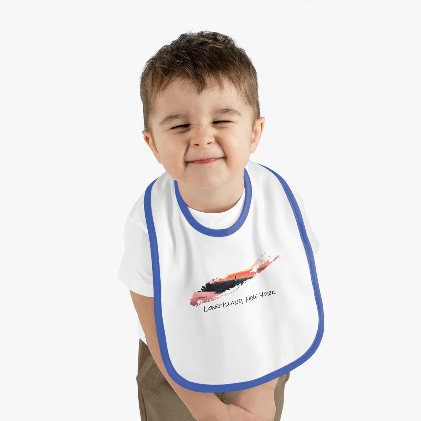 Baby Contrast Trim Jersey Bib - Fire Island Lighthouse