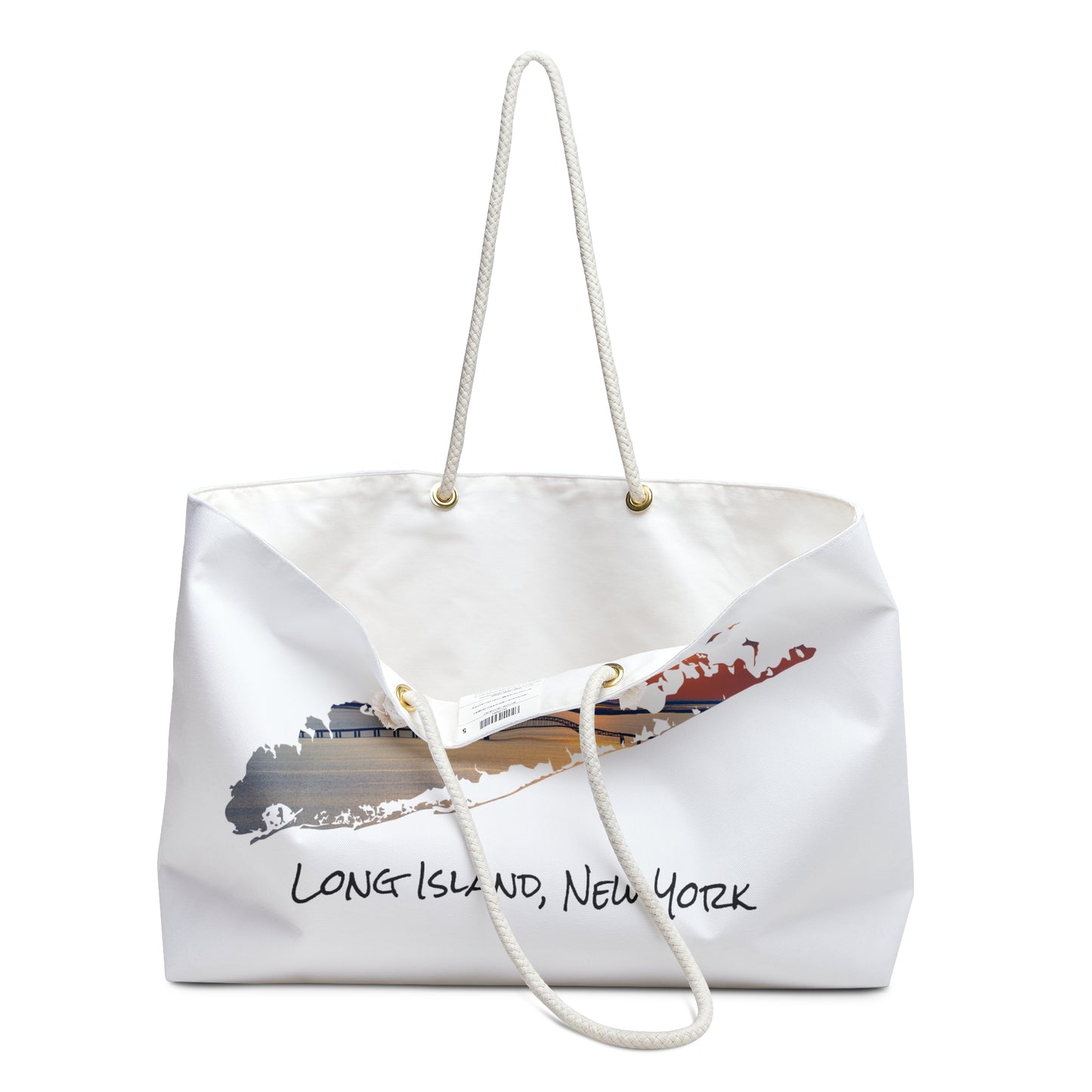 Weekender Rope Bag White - Great South Bay Bridge