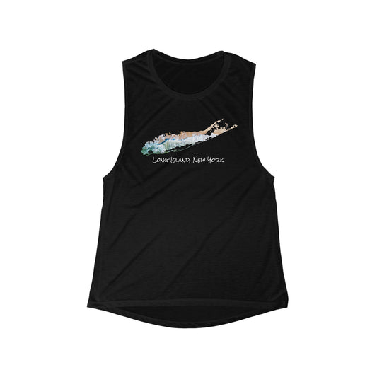 Women's Flowy Scoop Muscle Tank - Sand & Sea