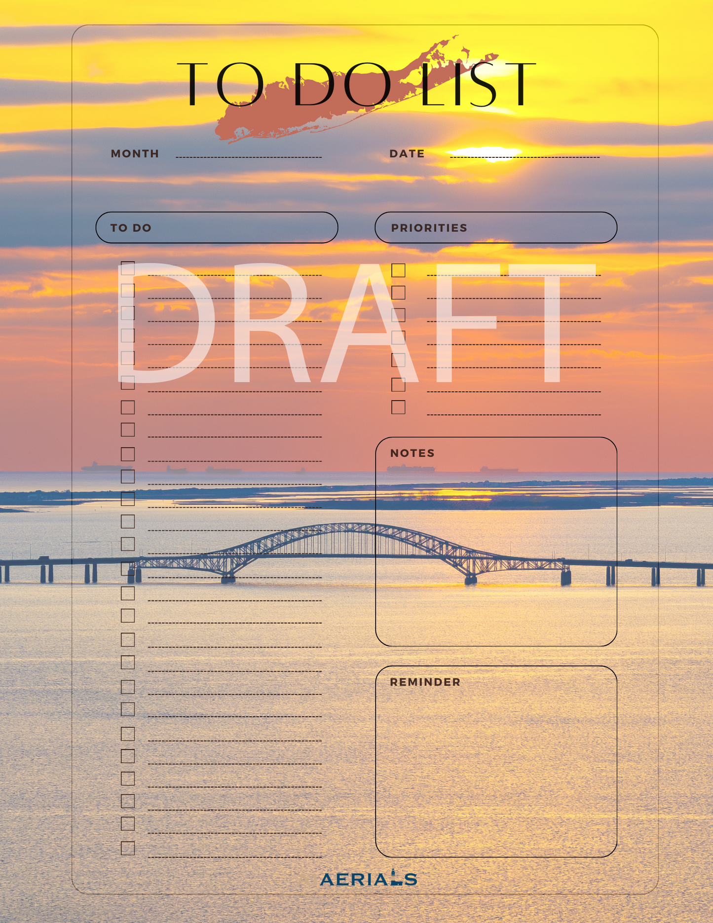 Organized To-Do List (Instant Download) - Great South Bay Bridge